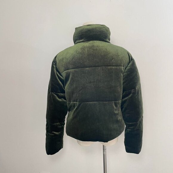 Asos Emerald Green Velvet Puffer Jacket | Women’s Size US 4 / UK 8 - Picture 4 of 6